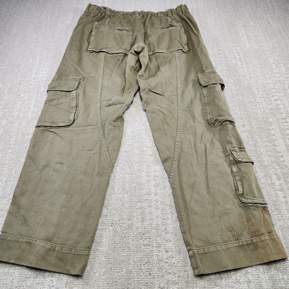 Free People Pants Women XS Tahiti Pull On Cargo Green Baggy Heritage Paratrooper - Picture 3 of 12